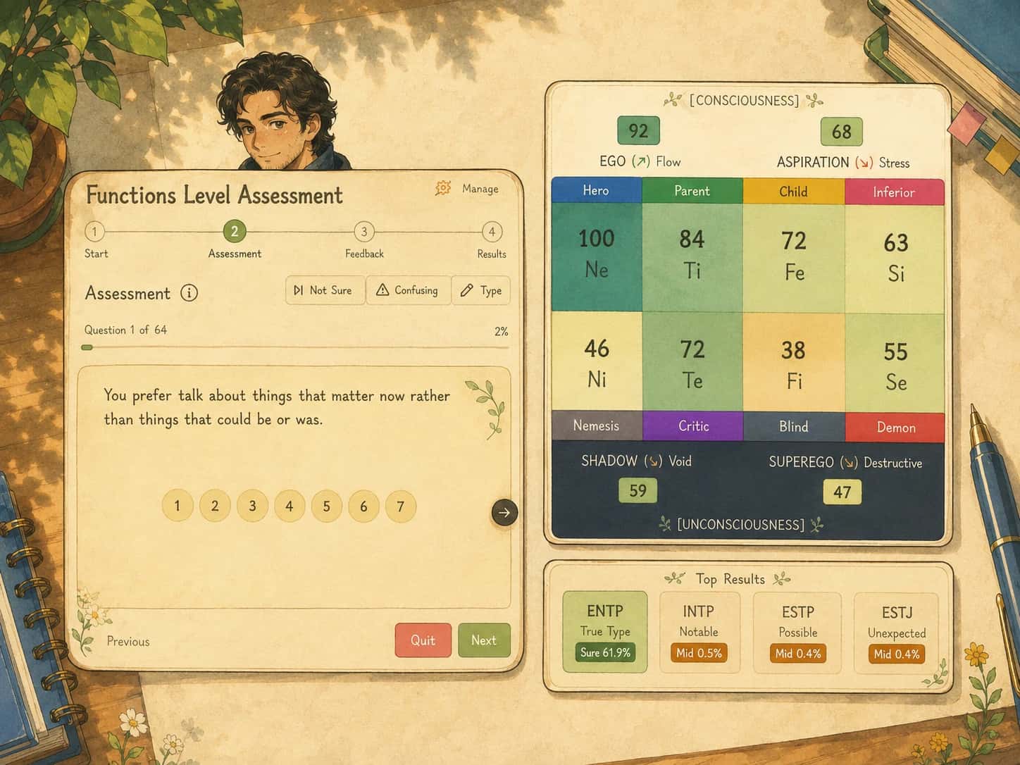 Person taking professional assessment